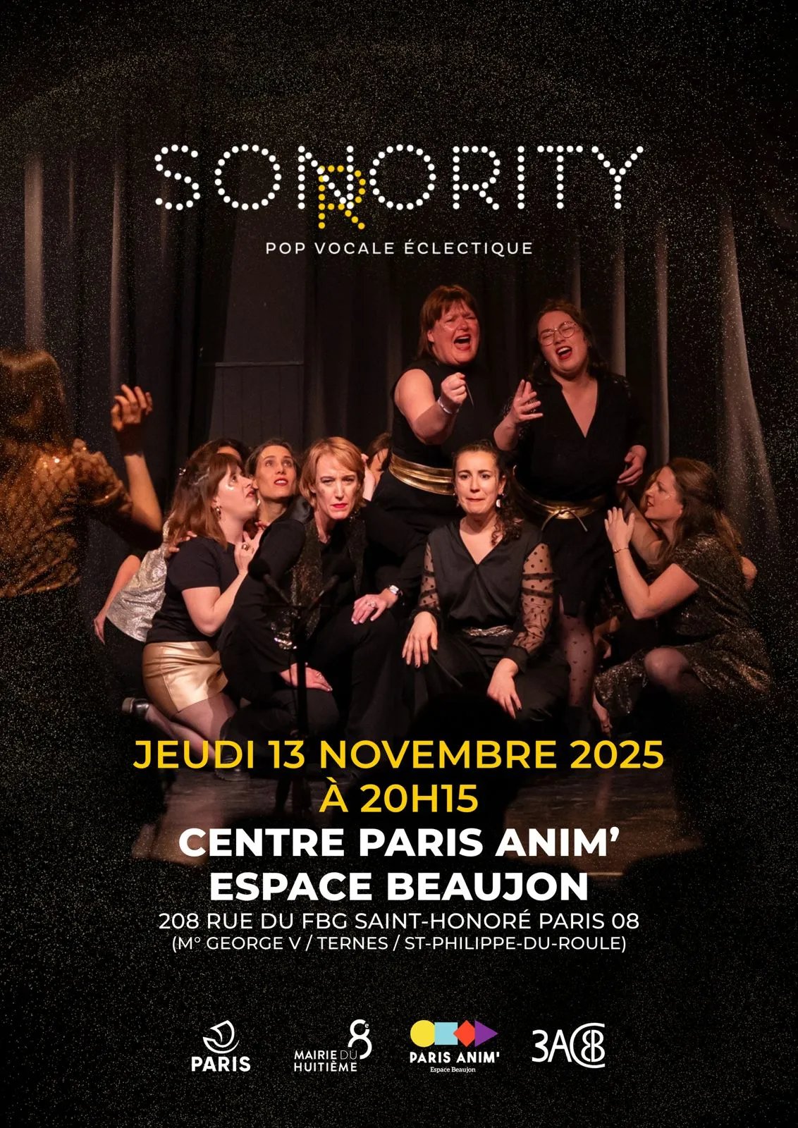Sonority - Chorale pop vocale éclectique le jeudi 13 novembre 2025 à 20h au CPA Beaujon ( Paris 8e )