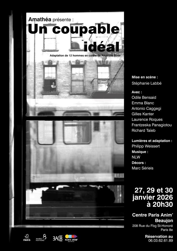 Un coupable ideal, par la compagnie Amathéa, les 27, 29 et 30 janvier 2026 à 20h au théâtre du Centre Paris Anim' Beaujon (paris 8e)
