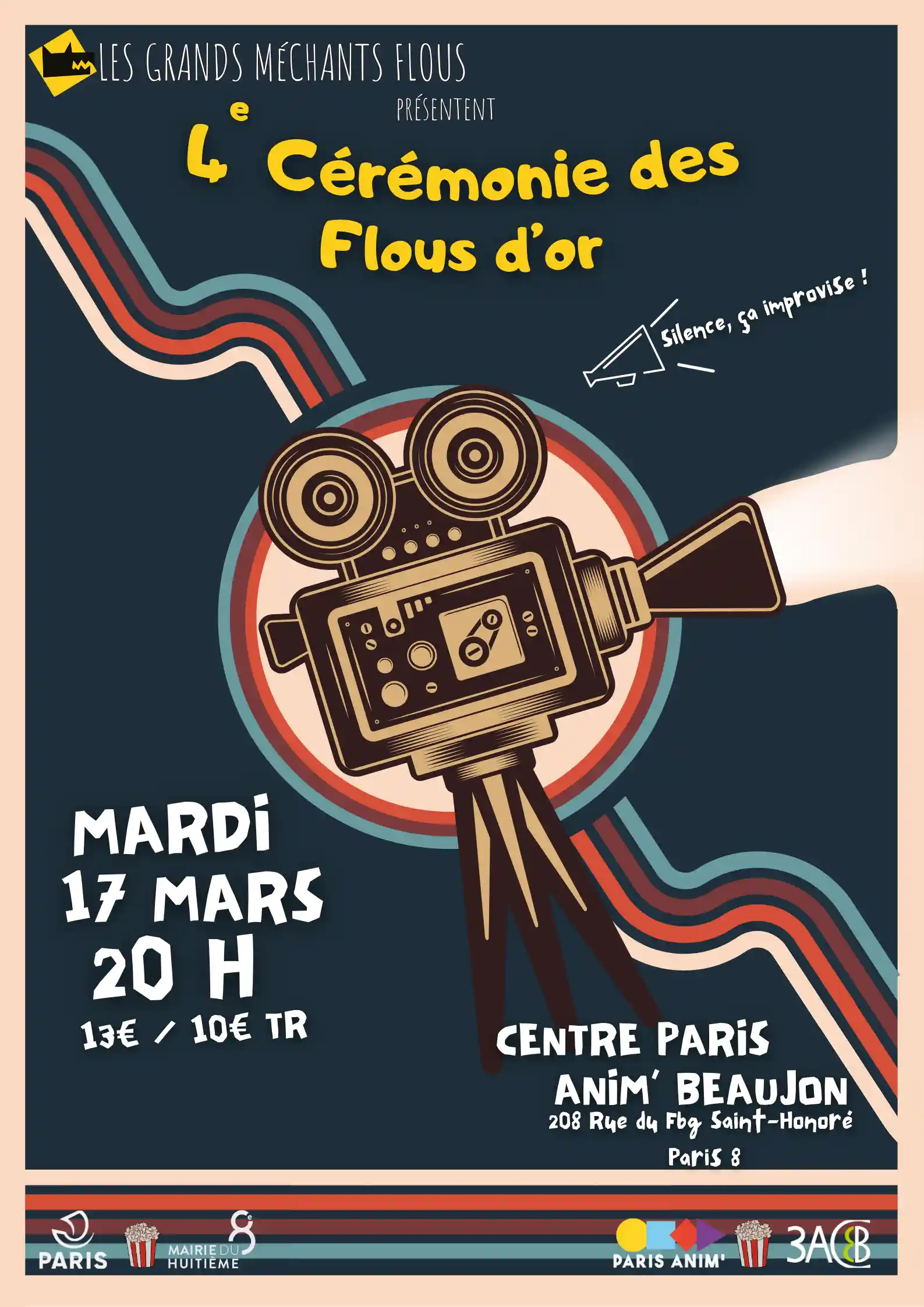 4e cérémonie des Flous d'Or par les Grands Méchants Flous, le mardi 17 mars 2026 à 20h au CPA Beaujon (Paris 8e)